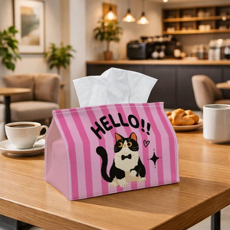 1pc Cute Animal Tissue Box | Durable, Cat Illustration Suitable for Living Room Accent, Bedroom Decor, Encouragement Gifts, Workplace Gifts, Studios,