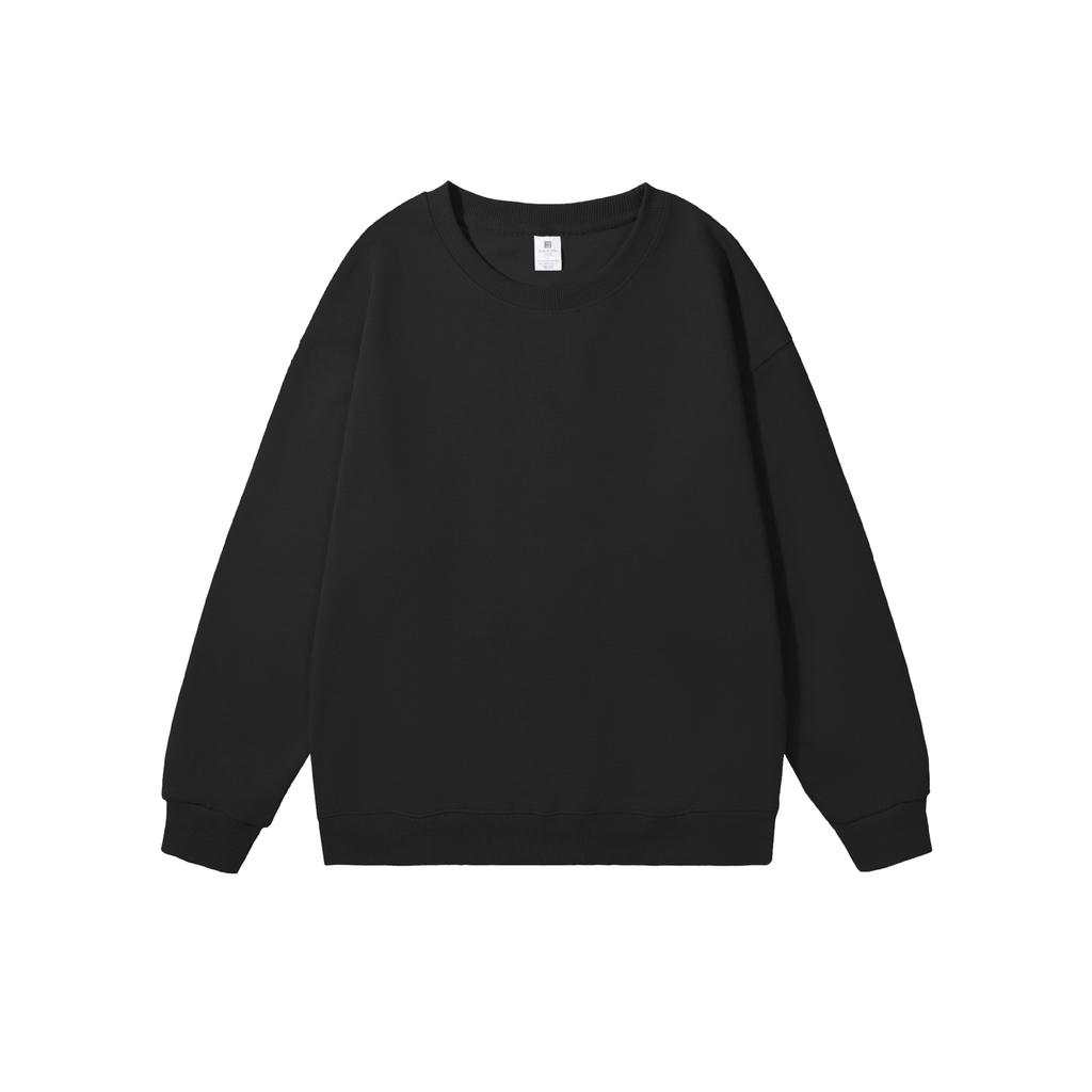 Fashion Loose Solid Color Men's Crew Neck Cotton-Blend Double-Faced Sweatshirt Women's Korean Style Casual Long-Sleeve Couple's Basic Sweatshirt