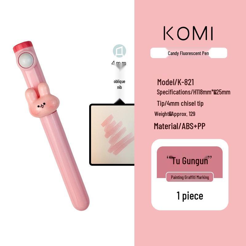 

KOMI Creative Fluorescent Animal Style Highlight Pen for Students Oblique Tip
