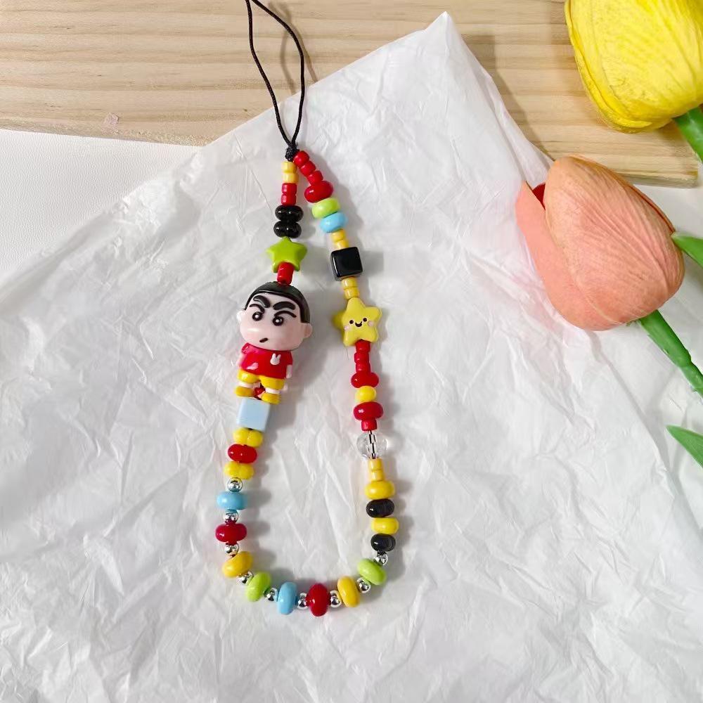 Cartoon Doll Beaded Phone Case Lanyard & Camera Keychain Pendant