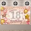 Decorazione per il 18° Compleanno Stendardo di Sfondo Oro Rosa Decorazione per Feste Sfondo Fotografico per Interni ed Esterni