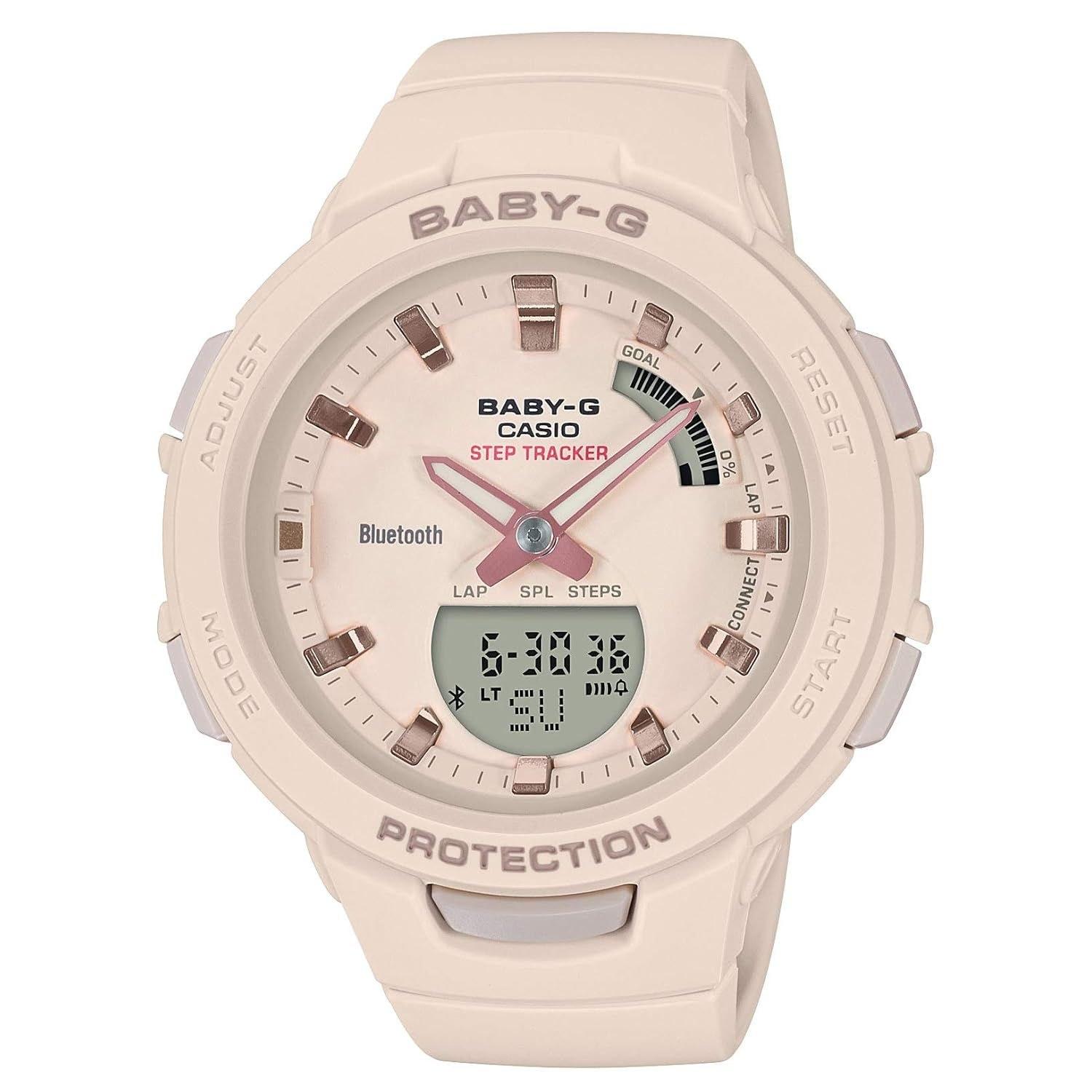 Casio Wristwatch Baby-G Domestic Genuine Product Sports Pedometer Bluetooth Equipped BSA-B100-4A1JF Ladies Beige