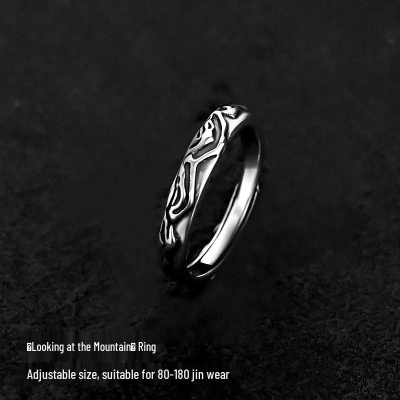 Trendy Men's Adjustable Niche Index Finger Open Ring for Boys