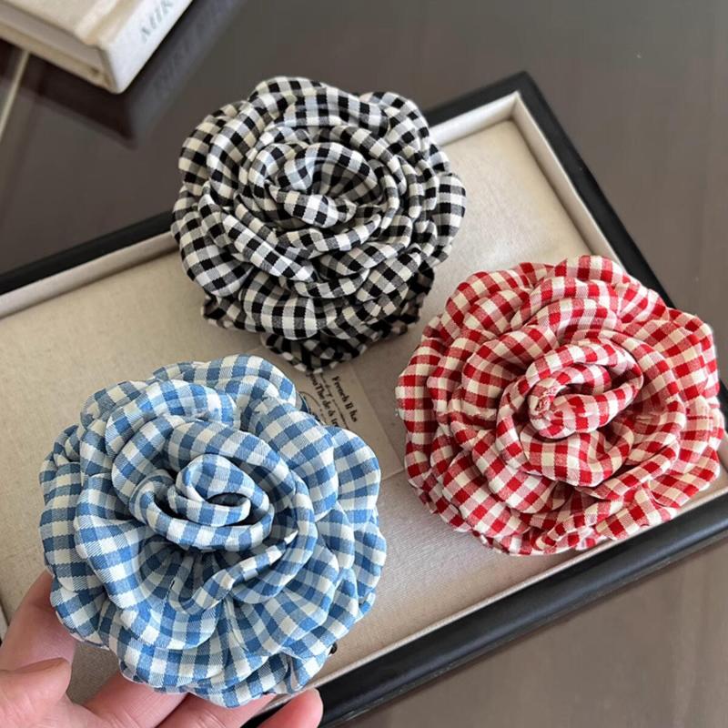 Elegante Karoblumen-Klaue Mode Pferdeschwanz-Haarnadeln Spangen Haiklammer Strand-Haarspange Für Damen Haarschmuck Neu