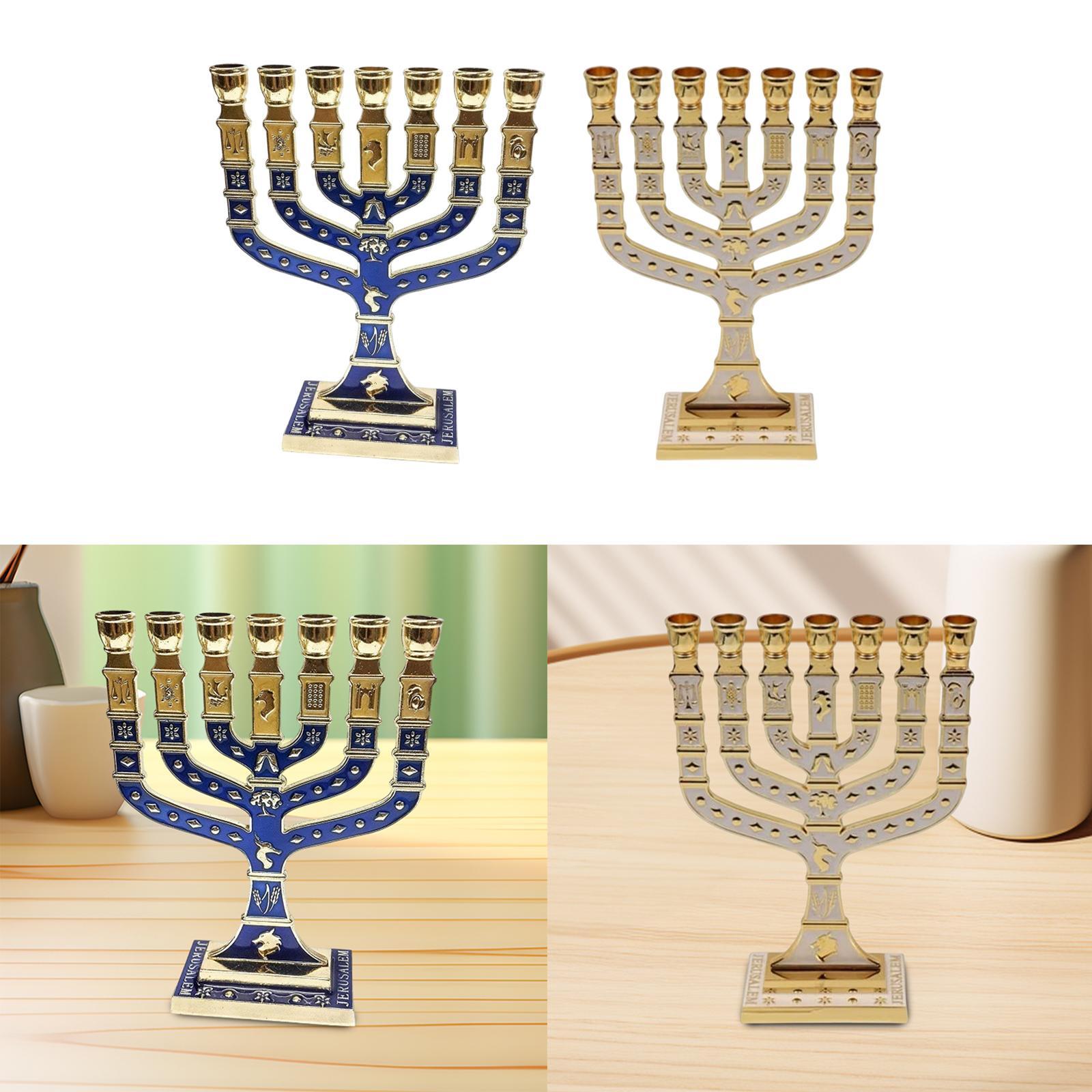 7 Branch Menorah Candelabrum Candlestick Table Centerpiece Sturdy Candle Holder for Fireplace Anniversary Banquet Dining Room