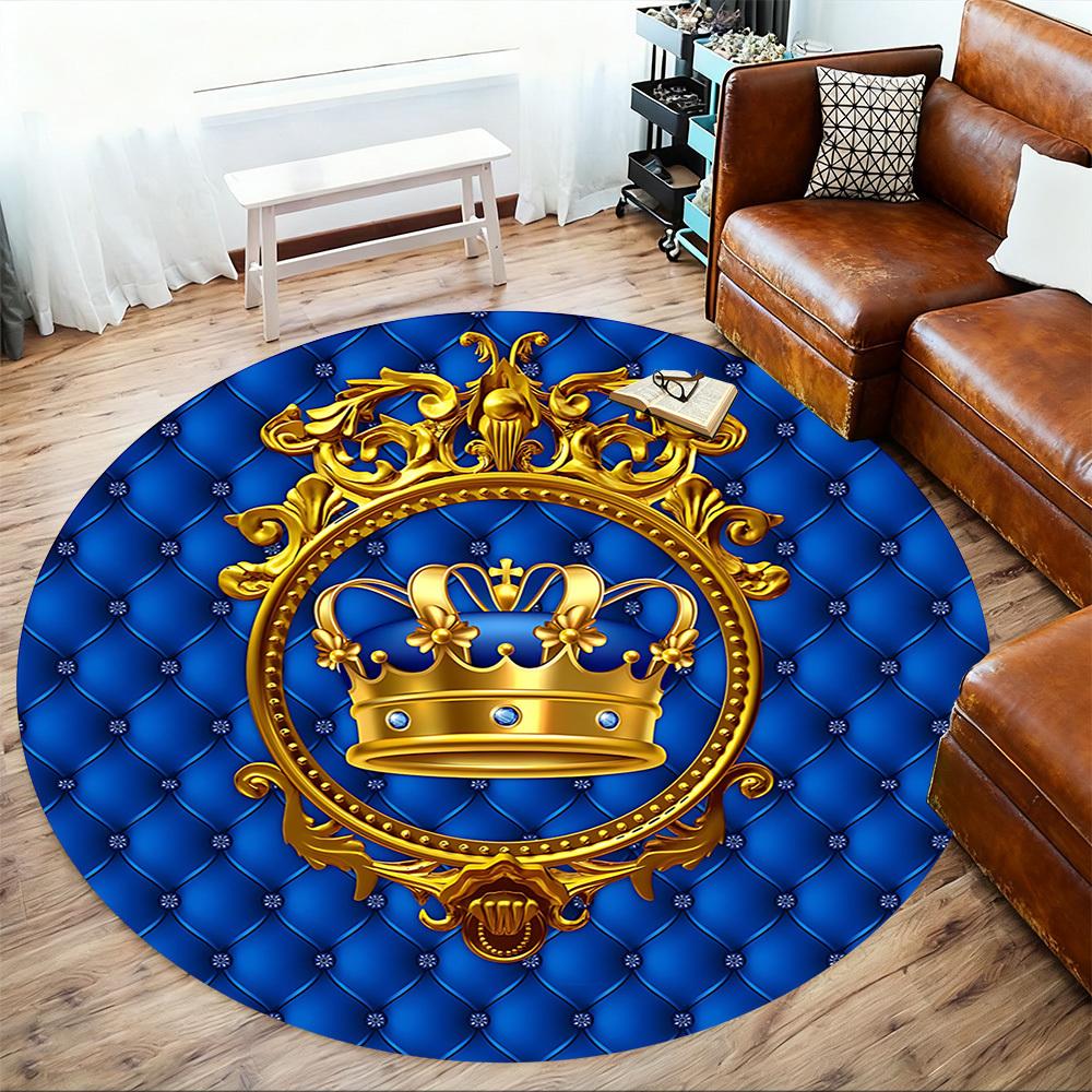 1pc Crown Royal Round Chair mat Area Rug - Non-Slip, Floor Mat for Office, Bedroom, and Indoor Decor c1125591