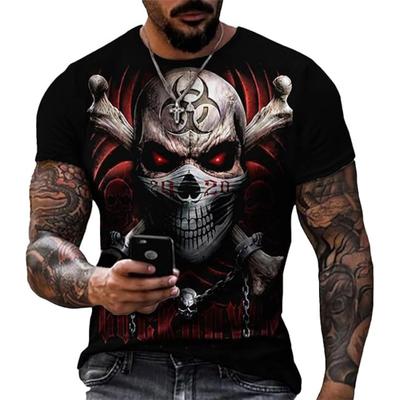 Men's Summer Short Sleeved 3D T-shirt Top Street Skull Pattern Men's Casual T-shirt Top  6XL