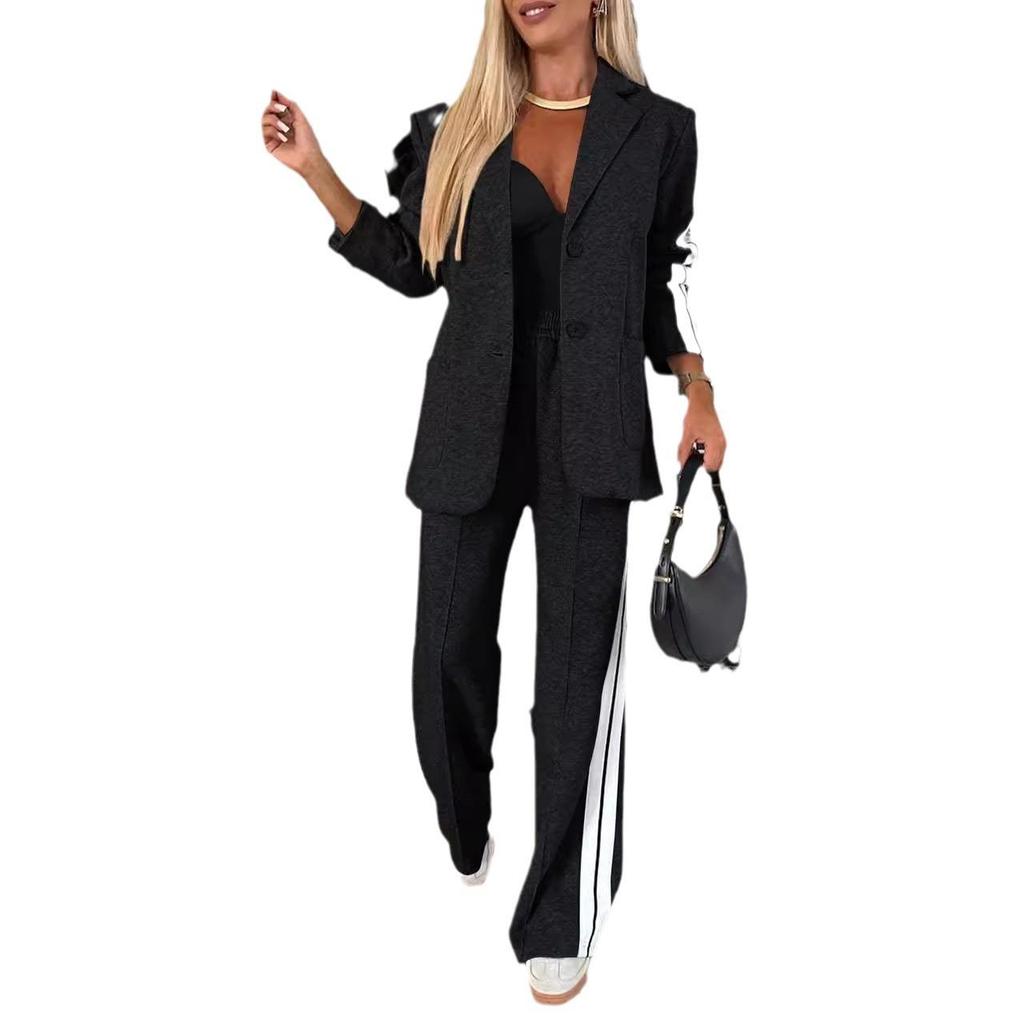 2024 Autumn/Winter Women's Long-Sleeve Turn-Down Collar Casual Suit Set