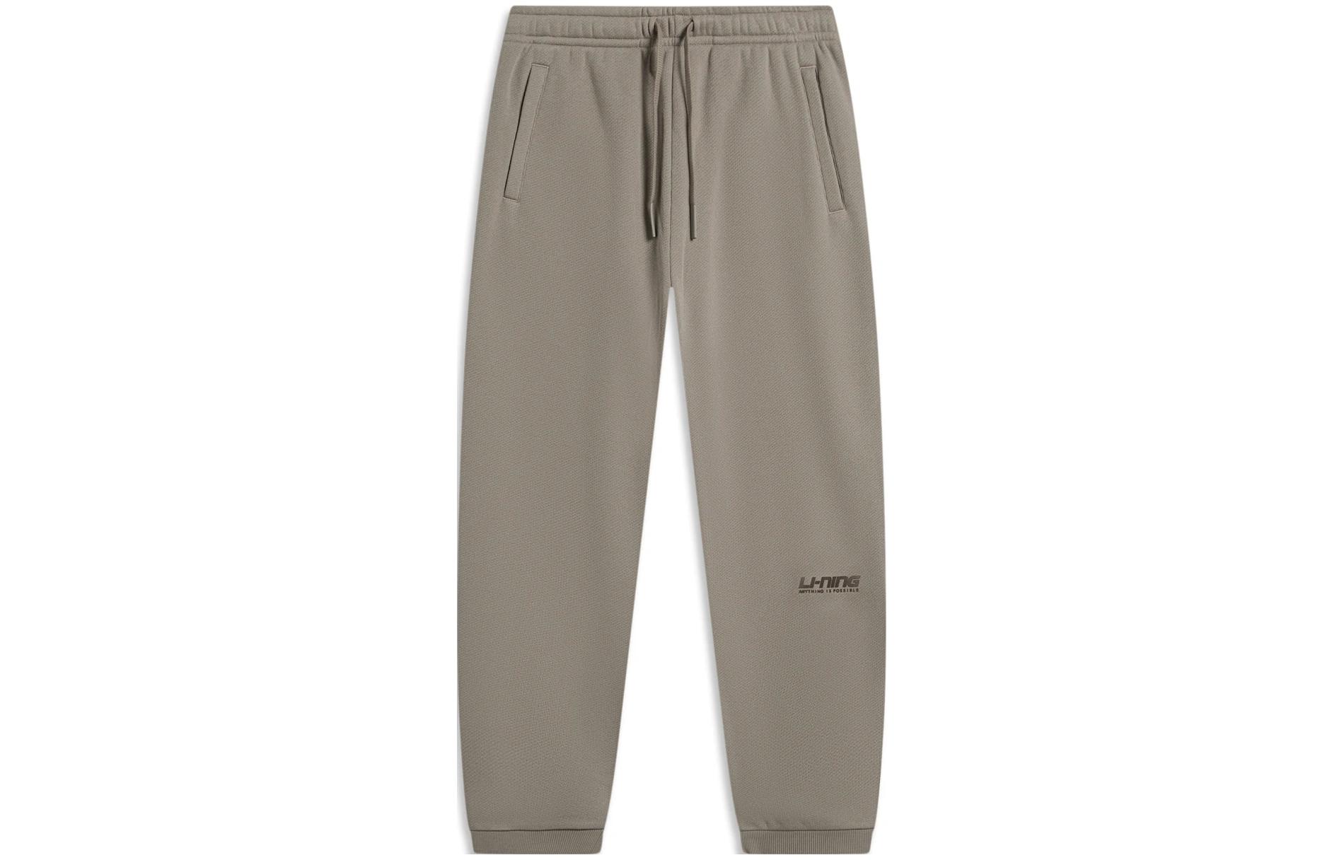Li Ning Sports Fashion Collection Knitted Sweatpants Men s Brown Rock Brown Thickened Cuffed Pants AKLTB13-3 S
