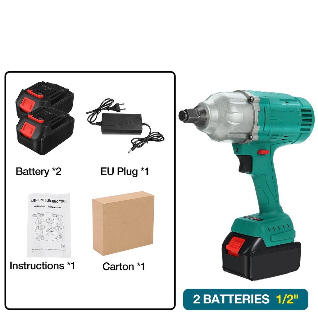 388vf 3/4 Inch 1900NM Brushless Cordless Electric Impact Wrench Power Tool 19800Amh Li Battery For 18V Battery