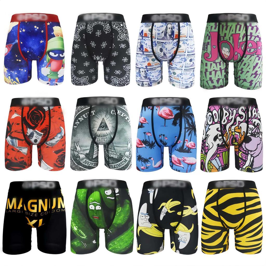 Men's Quick-Dry Printed Boxer Briefs, Cross-Border Hot Selling