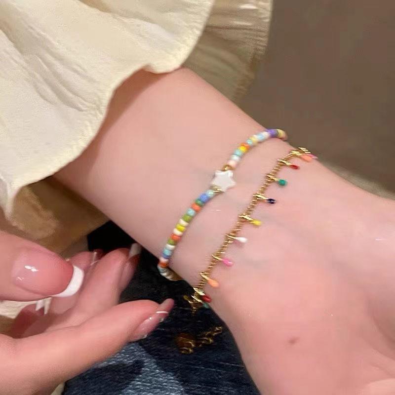 Alloy Elegant Geometric Beaded Bracelets For Women Summer 2024 Fashion Highend