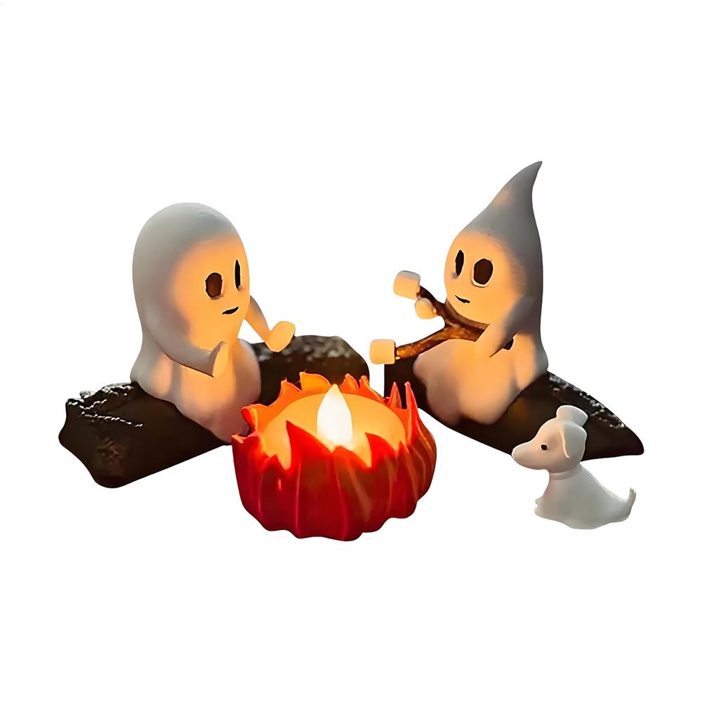 Ghost Campfire Flickering Night Light Halloween Flameless Lamp Portable Ghost Campfire Night Light Dusk To Dawn Led Lamp Home
