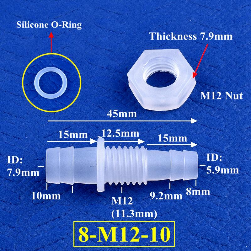 3~12mm Racord Bulkhead PP Pagoda Conector Direct Cu Piuliță Filet M6-16 O-Ring Irigare Grădină Acvariu Rezervor Pompă Aer Furtun Racord