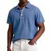 Men's Denim Style Short Sleeve Polo Shirt Casual Solid Color Turn-Down Collar Tops Breathable Washed Cotton Tees for Summer