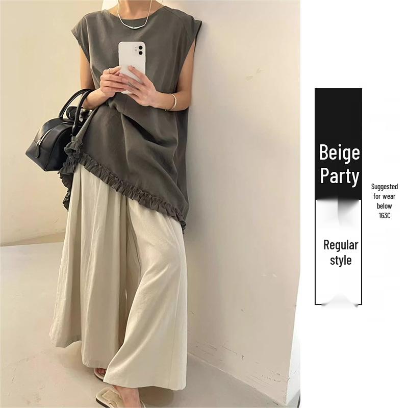 Culottes de pierna ancha de cintura alta para mujer, efecto rejuvenecedor, Verano 2026