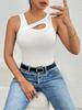Irregular Collar Rib Tank Top Wide Shoulder Straps Crop Tops Women Summer Knit Camis Solid Color Camisole Fashion Tube Female Sleeveless Vest Clothes