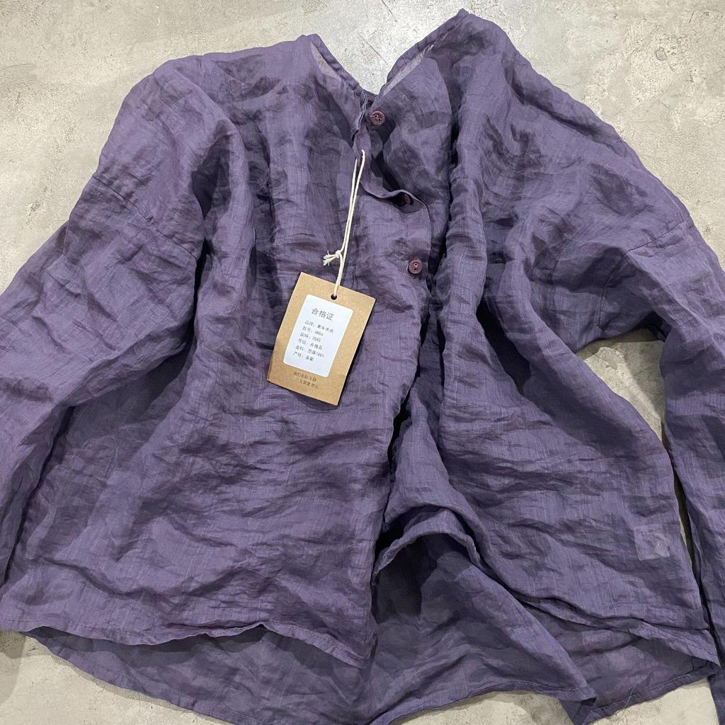 SN56 Versatile Crew Neck Ramie Cardigan - Summer Sun Protection, Solid Color, Drop Shoulder.
