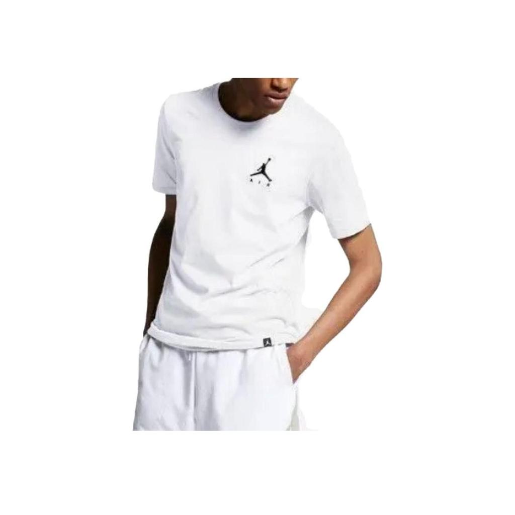 Jordan Jumpman Logo Solid Round Neck Short Sleeve T-Shirt Men Tops White AH5297-100