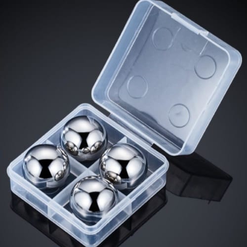 

Ladfrol Ледяные шары, Кубики льда, Нетающий лед, Набор из 2 штук, 5,5 см, Многоразовые кубики льда из нержавеющей стали, Металлические шары для виски для напитков, Универсальные, Серебристые (4 2