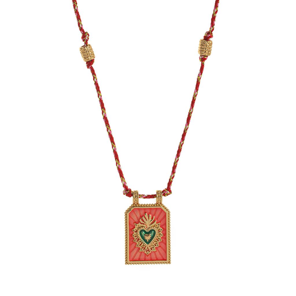 Hot selling artistic retro style tarot card heart eye flame pendant necklace for women's fashion gold-plated color preservation