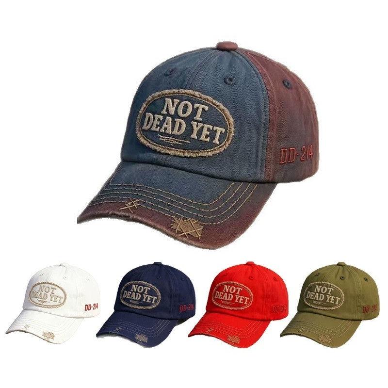 Cotton Distressed Embroidered Cap NOT DEAD YET & DD-214 Veteran's Baseball Caps Vintage Design Hats GZW