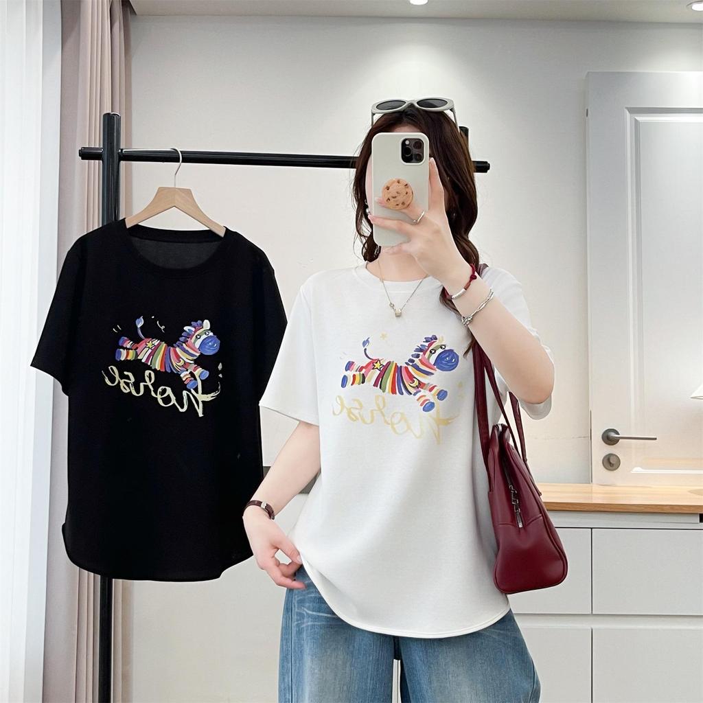 2026 Plus Size Women's Summer Round Neck Short Sleeve Air Cotton T-Shirt - Fat Girl Fashion