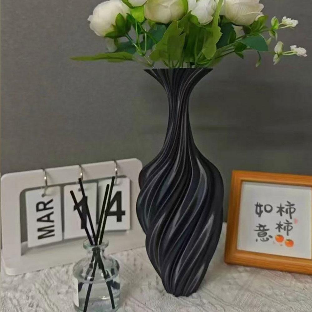 Nordic Flower Vase Room Decor Plastic Flower Vase 3D Abstract Twist Flower Bottle Aesthetic Floral Arrangement Display Vase