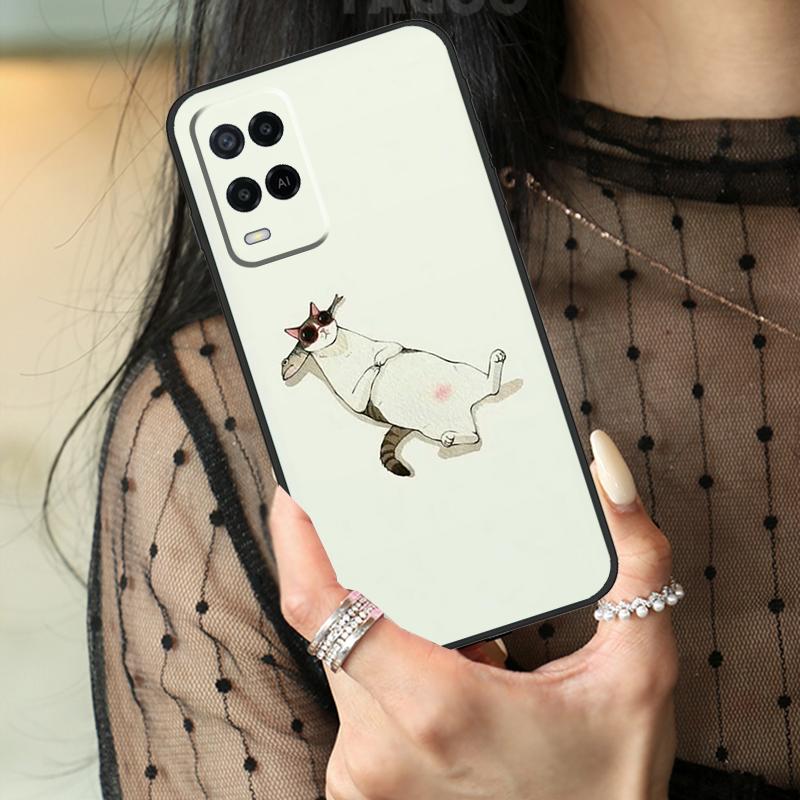 Minimalist Cats Case For Oppo A78 A98 A18 A38 A58 A60 A80 A40 A96 A76 A16 A94 A74 A54 A15 A17 A57 A77 A5 Pro