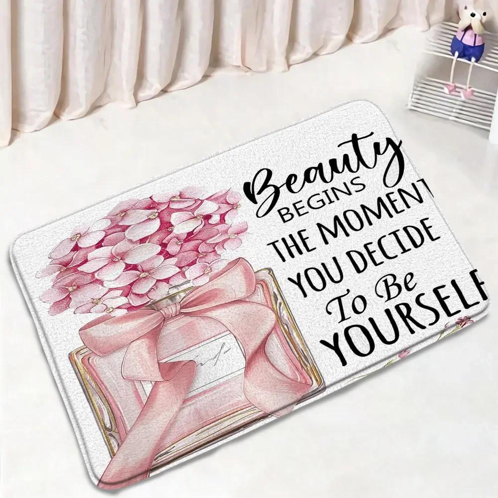 Set Tenda da Doccia Profumo Moda Fiore Rosa Rosa Donna Moderna Ragazza Decorazioni Bagno Casa Tappetino Antiscivolo Tappetino da Bagno Copri Sedile WC