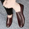 Men Casual Shoes Men's Genuine Leather Fashionable Breathable Peas Shoes Trend Black All-match Wear-resistant Flat Shoes