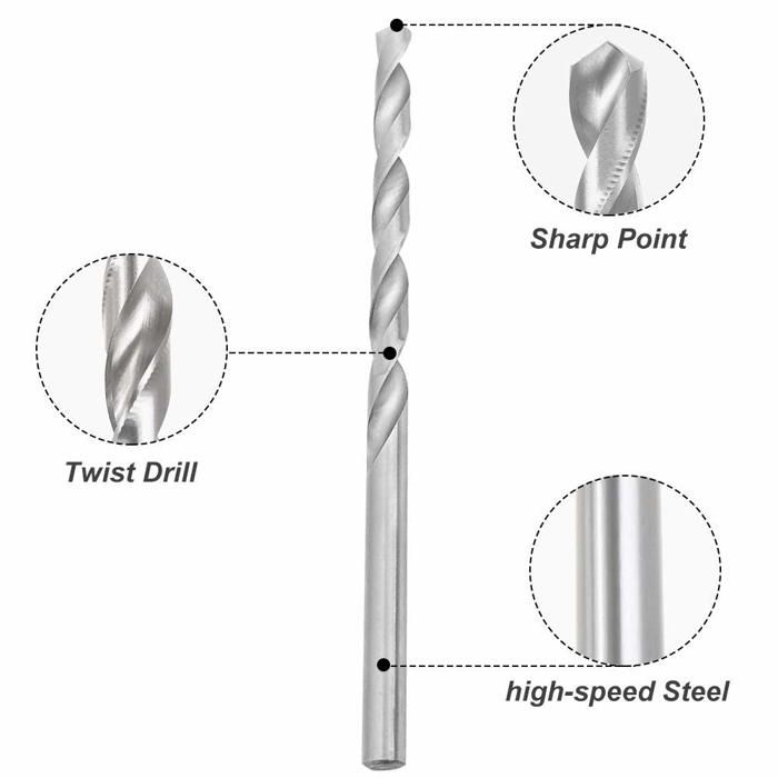 Forets hélicoïdaux extra-long HSS - Lot de 5 (2, 3, 3,5, 4, 5 mm) pour bois, plastique, aluminium