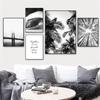 Black And White Posters Bridge Boat Palm Tree Canvas Print Pictures Conch Wall Art Sea Wave Poster Nordic Picture Bedroom Decor
