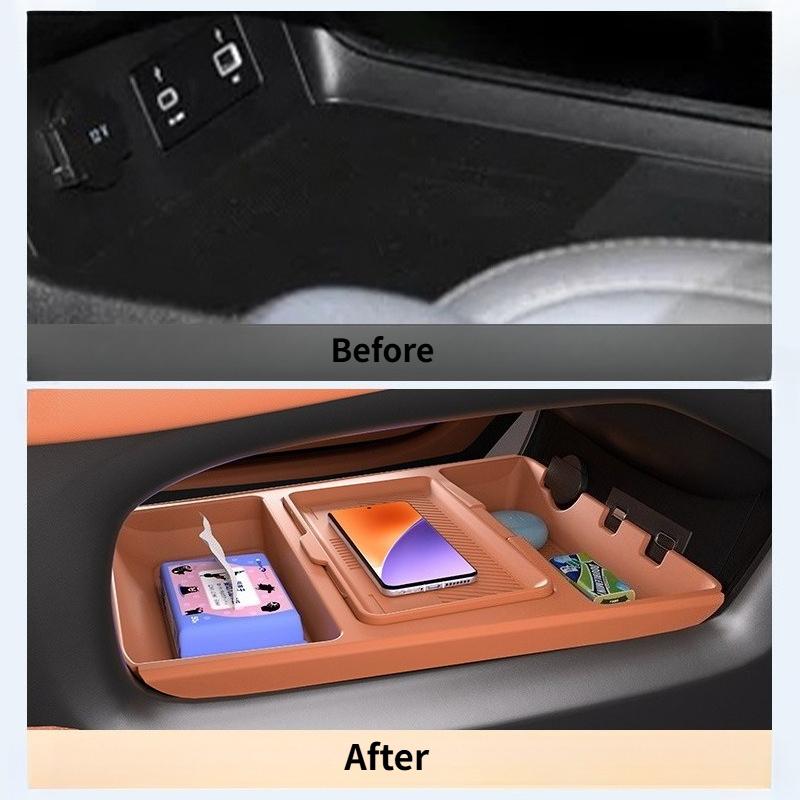 For Leapmotor C10 C16 2024 Central Control Lower Organizer Storage Box Car Armrest Box Bottle Holder Stowing Tidying Accessories