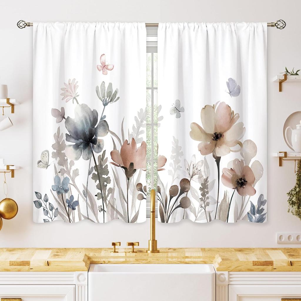 Grüne neblige Waldfenstergardinen Natur Kiefernwald Berglandschaft Vogelgardinenschals Aus Polyester Mit Stangentasche Waschbar