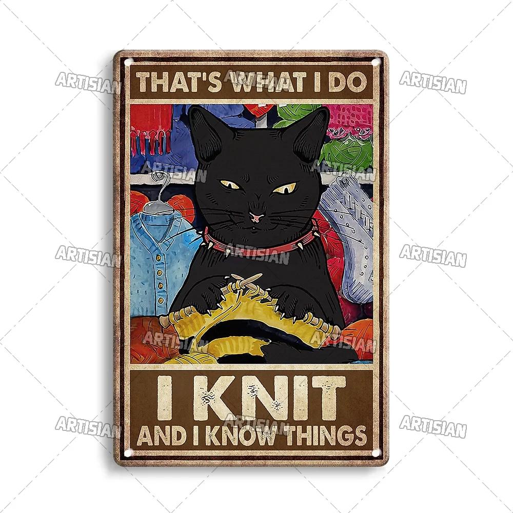 Artisian Animal Black Cat Retro Metal Poster Funny Pet Vintage Decorative Tin Plaque Garage Bar Pub Club Man Cave Wall Decor