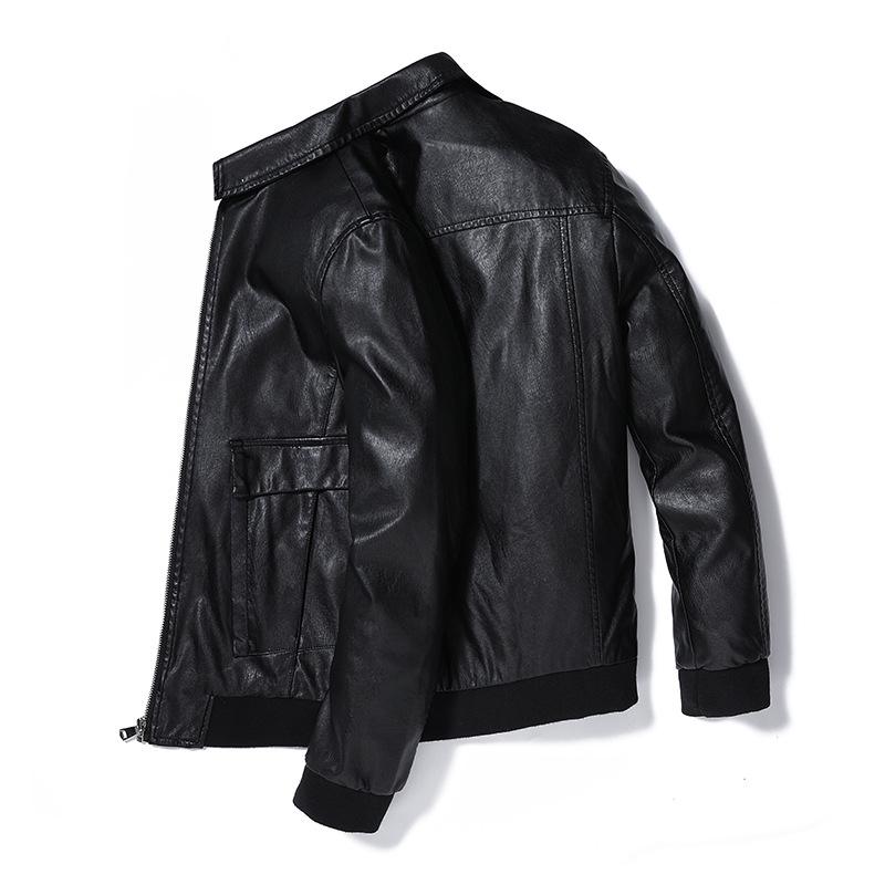 Мужская кожаная куртка весна и осень новая мужская одежда корейская версия тонкая мужская — фото 4