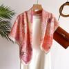 90X90Cm Vintage Floral Print Square Scarf For Women Small Shawl Imitation Silk Female Square Head Scarves