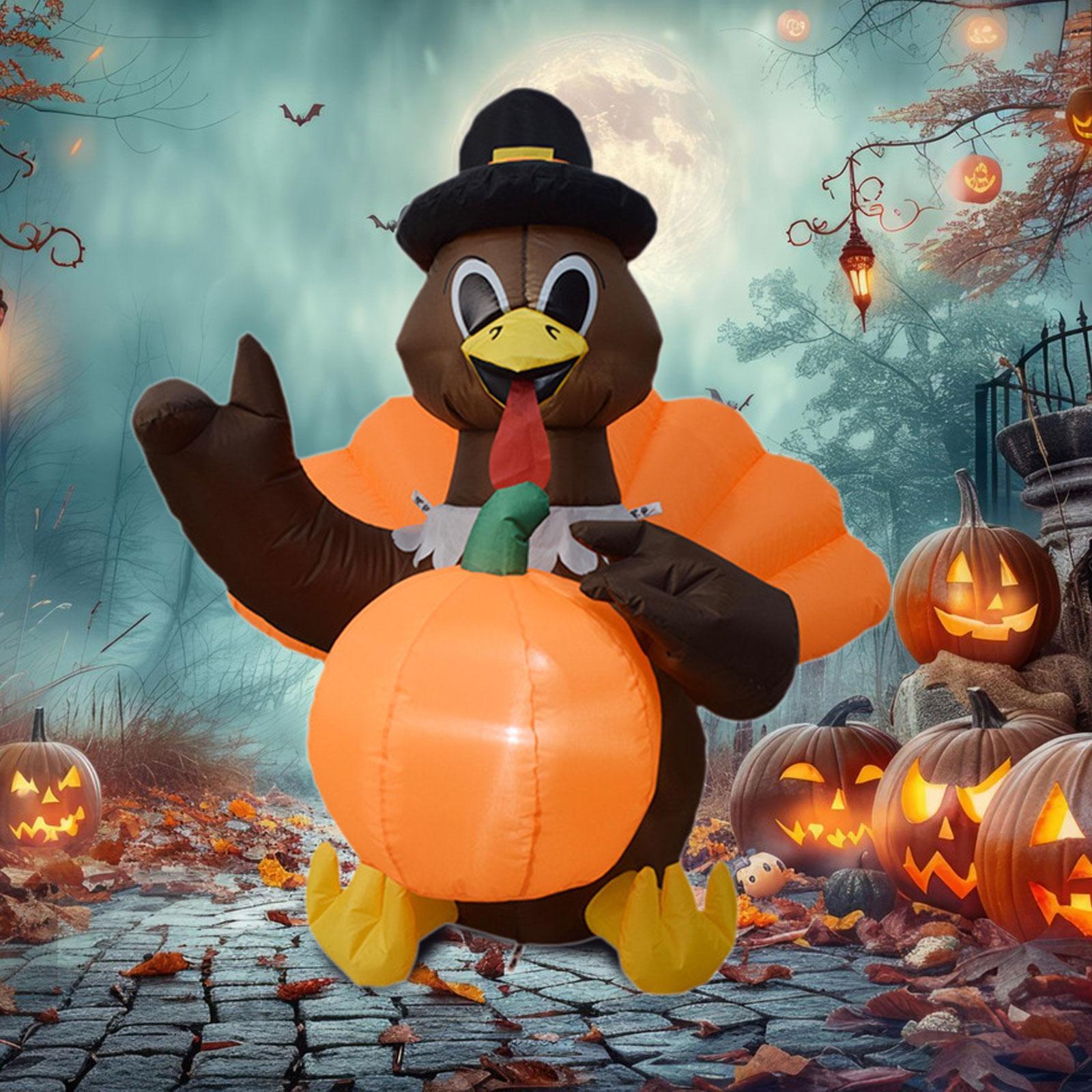 

122 cm Versatile Photo Props Home Decor Easy to Use Inflatable Turkey Decoration for Thanksgiving Halloween Holiday Autumn