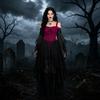 Women's Chiffon Off-Shoulder Gothic Dress with Butterfly Sleeves, Asymmetric Hem for Halloween