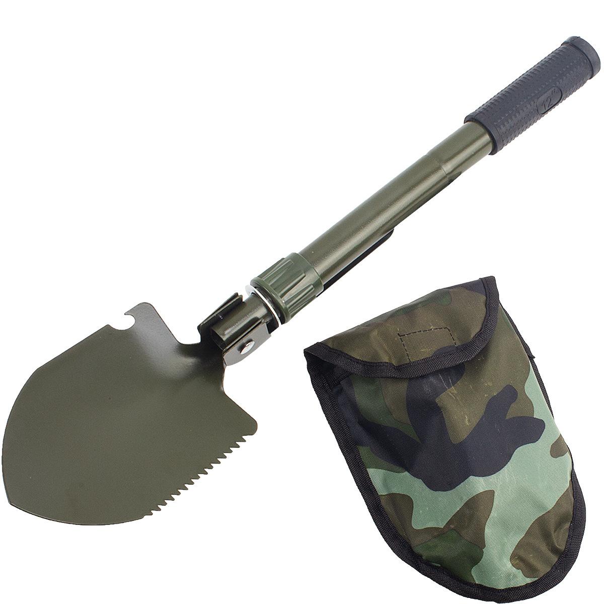 

N 4-In-1 Multifunctional Folding Shovel ForOutdoor Survival And Camping - DurableStainless Steel With Saw, Pickaxe And Bottle Op зелёный