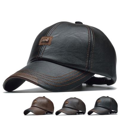 Fashion Men Leather Baseball Cap Hip Hop Casual Adjustable Winter Warm Hat Snapback Hat PU Leather Trucker Caps Gorras