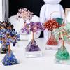 Natural Crystal Chip Money Tree Resin Pyramid Base Home Living Room Decor Ornament Desk Feng Shui Wealth Gift Idea Decoration