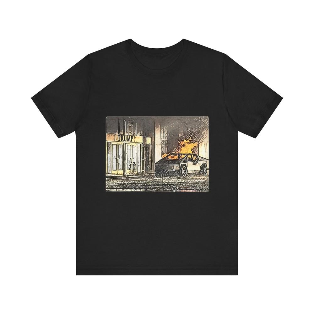 

Cybertruck Accident Art Graphic Print Tee Shirt Short Sleeve Crewneck Gift NEW L