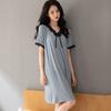 New nightgown women's summer thin modal short-sleeved pajamas solid color cool loungewear large size dress