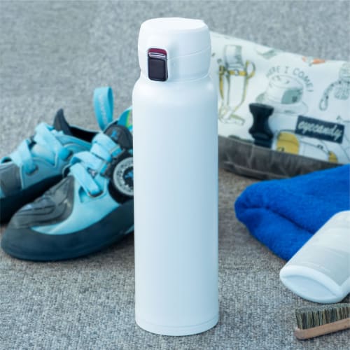 Atlas ARNW-800WH 810ml Vacuum Insulated Stainless Steel Water Bottle, Heat and Cold Insulation, Lightweight, One-Touch, Airist White, for Hot Water