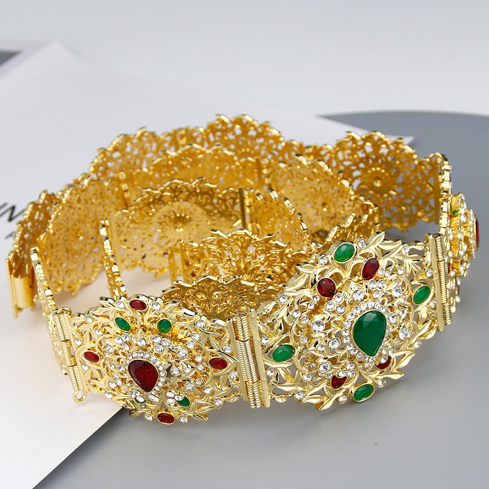 Culoare aurie Cureaua pentru talie Mireasa Bijuterii de nunta Lanț metalic de cristal Lungime reglabilă