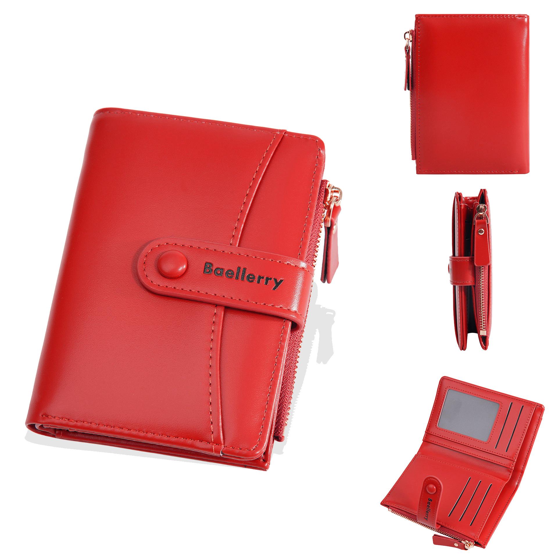 

Жіночий гаманець короткого стилю: Місткий багатокартковий холдер і монетниця червоний