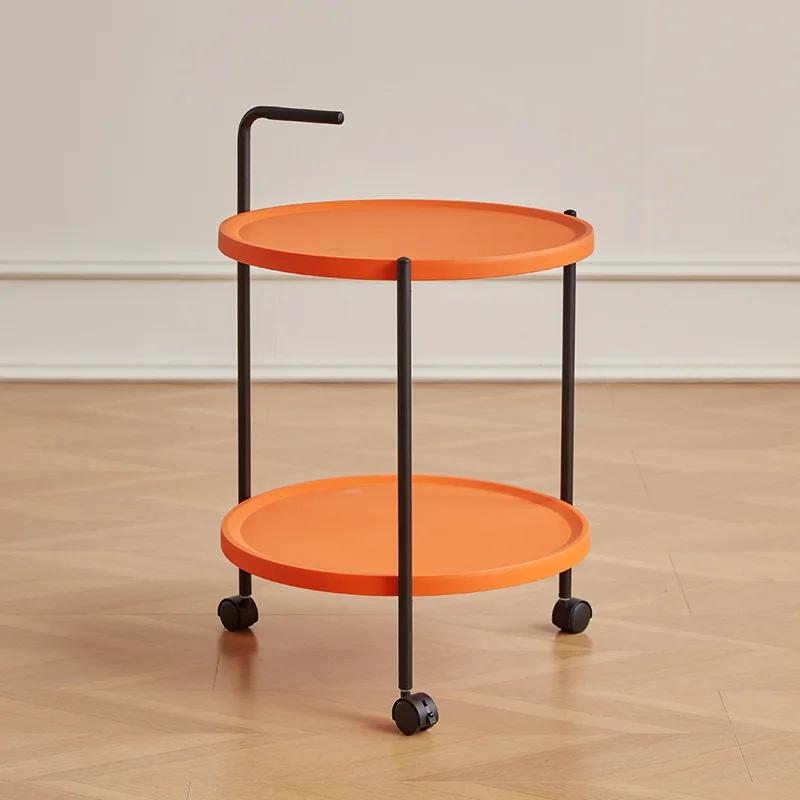 Sofa Small Round Table Balcony Light Luxury Round Small Apartment Side Table  Nordic Coffee Table Movable Dining Car Trolley