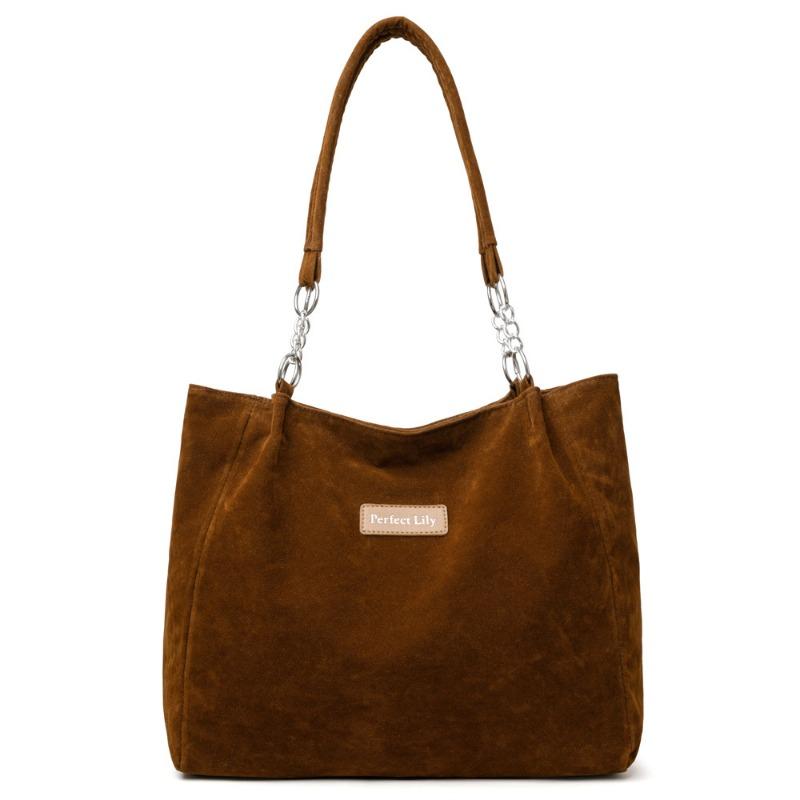 

Замшевая сумка большой вместимости, новая женская сумка на плечо в стиле ретро, литературная и популярная сумка-тоут, осень-зима коричневый